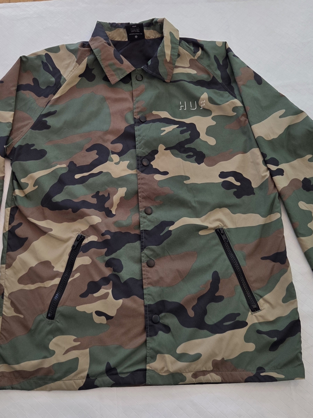 HUF Men's Small Camo Coach Jacket - Green Woodland